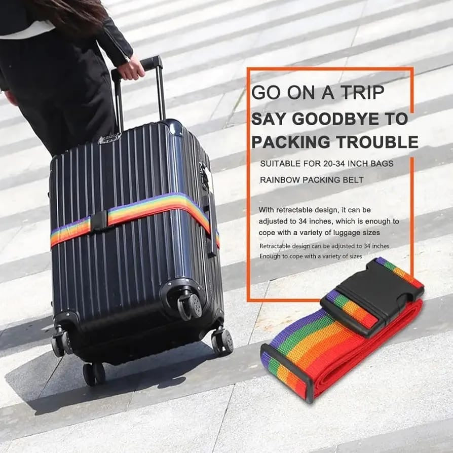 Adjustable Luggage Strap With Password Lock, Portable Travel Luggage Strap, Luggage Bundling Suitcase Accessories Adjustable Luggage Strap With Password Lock, Portable Travel Luggage Strap, Luggage Bundling Suitcase Accessories